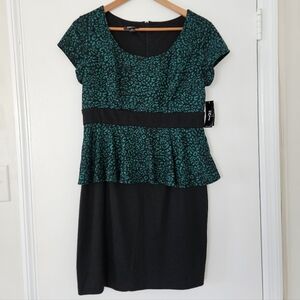 Dress Vtg 90s IZ Byer Size 13 Y2K Peplum Deadstock Sheath Secretary Career